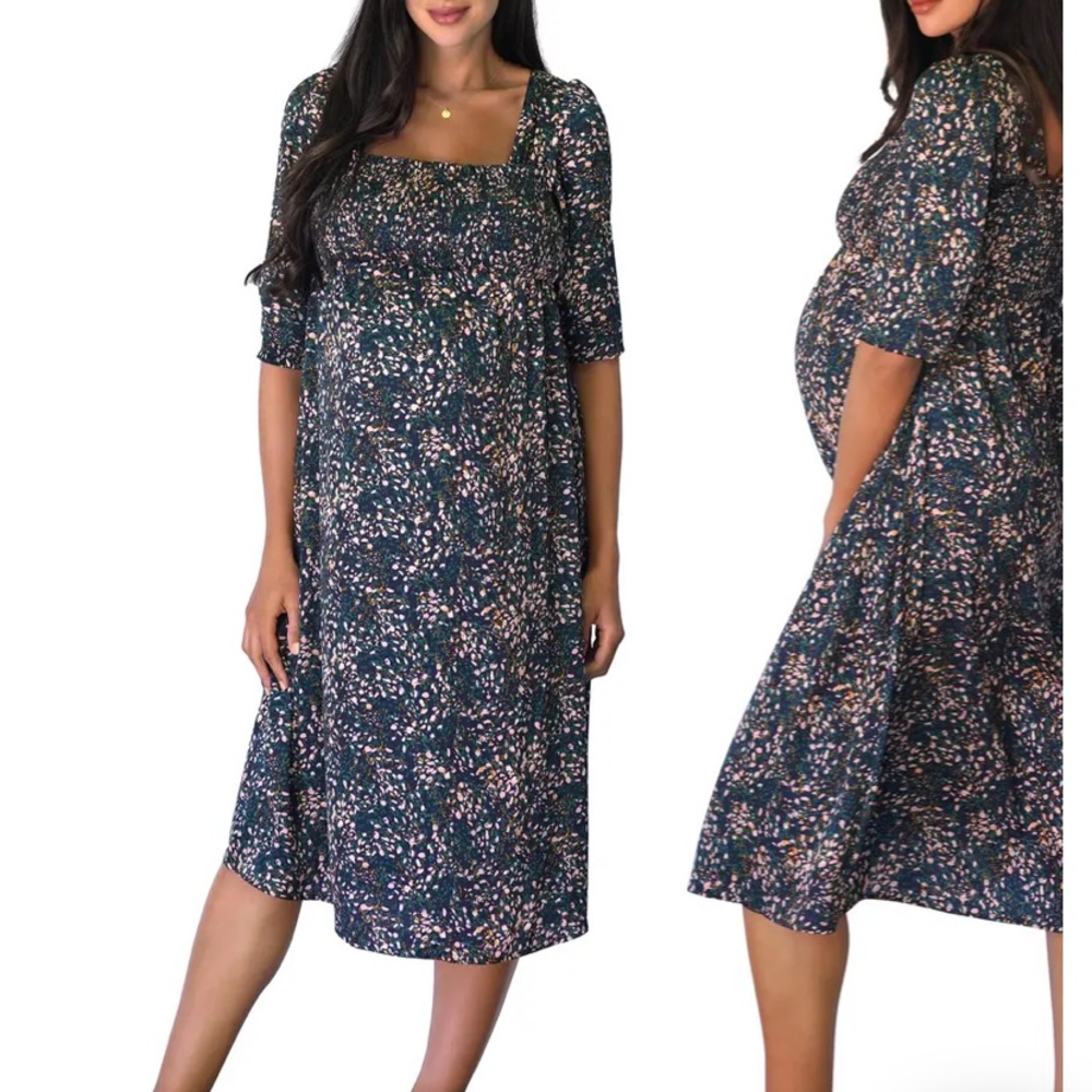Square neck tie-back maternity dress by Ingrid and Isabel